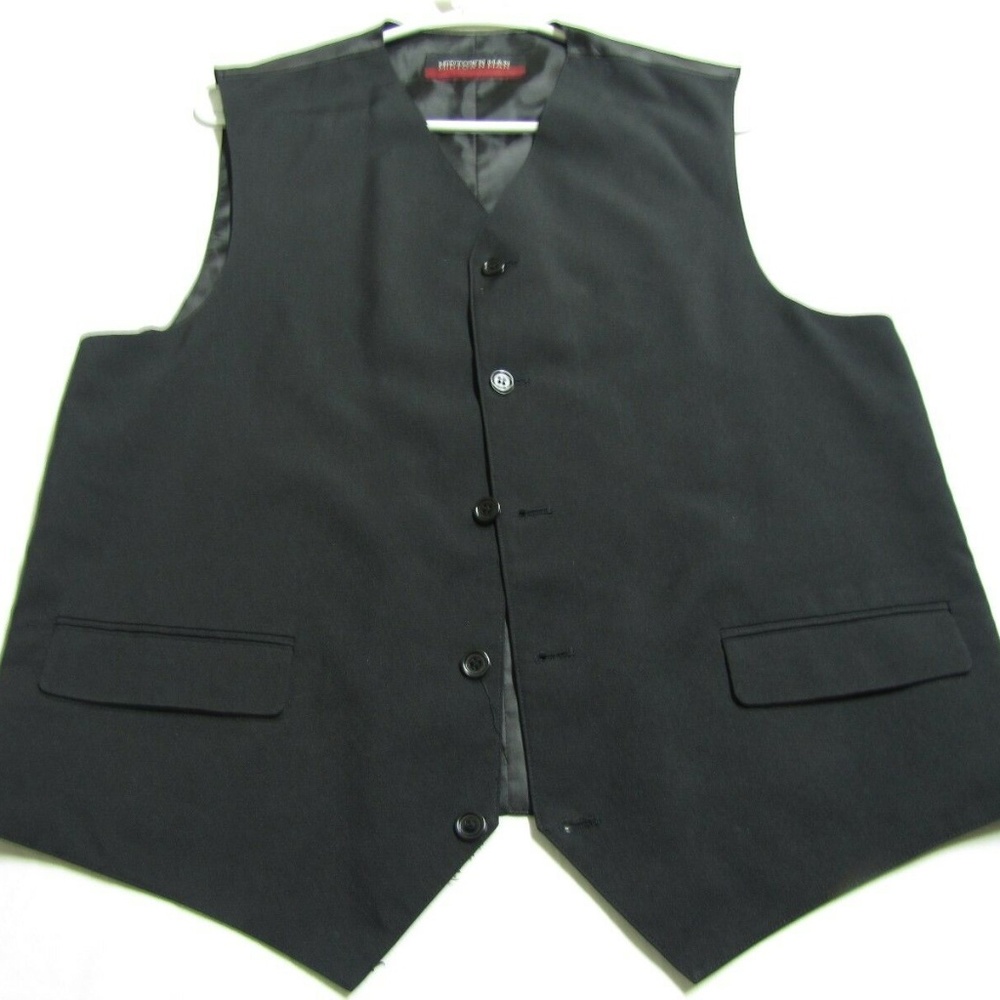 Sz S Black Solid Midtown Man Mens Polyester #832 Suit Vest